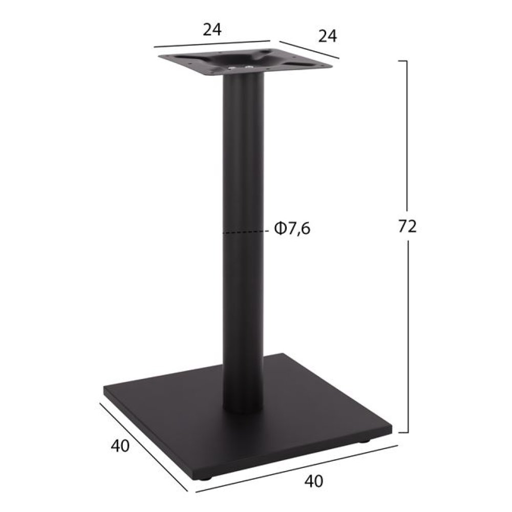 Mattschwarzes Tischuntergestell aus Metall 40x40xH72 cm