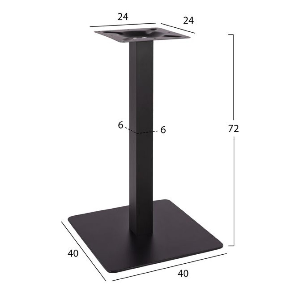 Tischuntergestell aus mattschwarzem Metall 40x40xH72cm