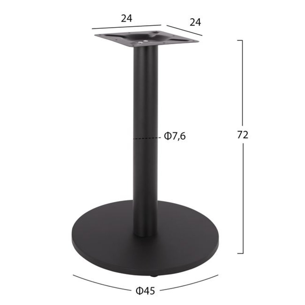 Tischuntergestell aus mattschwarzem Metall Φ45xH72 cm