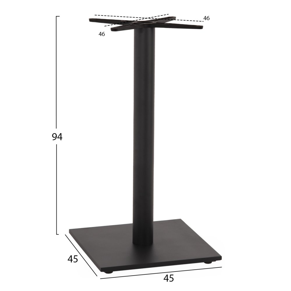 UNTERGESTELL FÜR STEHTISCH MITTELHÖHE - MATTGRAUES METALL - HÖHENVERSTELLER - KREUZ 46Χ46cm 45Χ45Χ94 cm