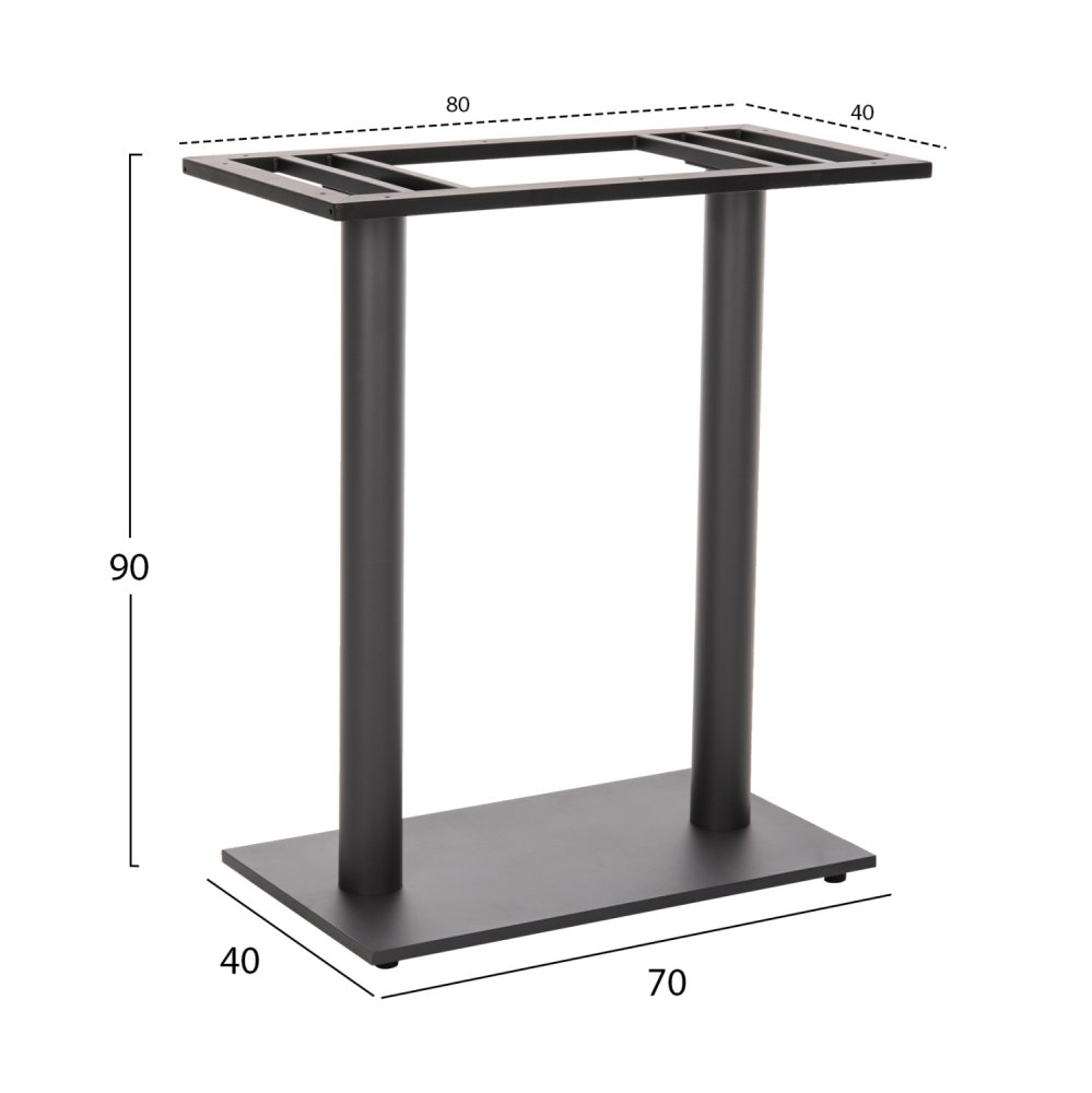 STEHTISCHGESTELL MITTELHÖHE MATTGRAUEM METALL 2-SÄULEN 40Χ80Χ90 cm