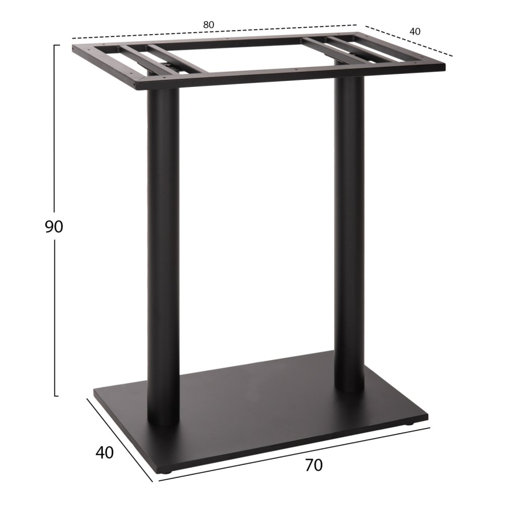 STEHTISCHGESTELL MITTELHÖHE MATTSCHWARZES METALL 2-SÄULEN 40Χ80Χ90 cm