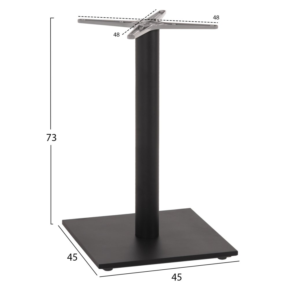 UNTERGESTELL FÜR TISCH ALUMINIUM GRAU-48x48cm KREUZ- 45Χ45Χ73 cm