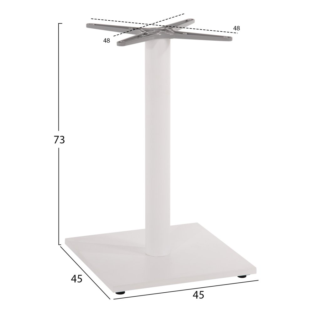 UNTERGESTELL FÜR TISCH ALUMINIUM MATTWEISS-48x48cm KREUZ- 45Χ45Χ73 cm - Kopie