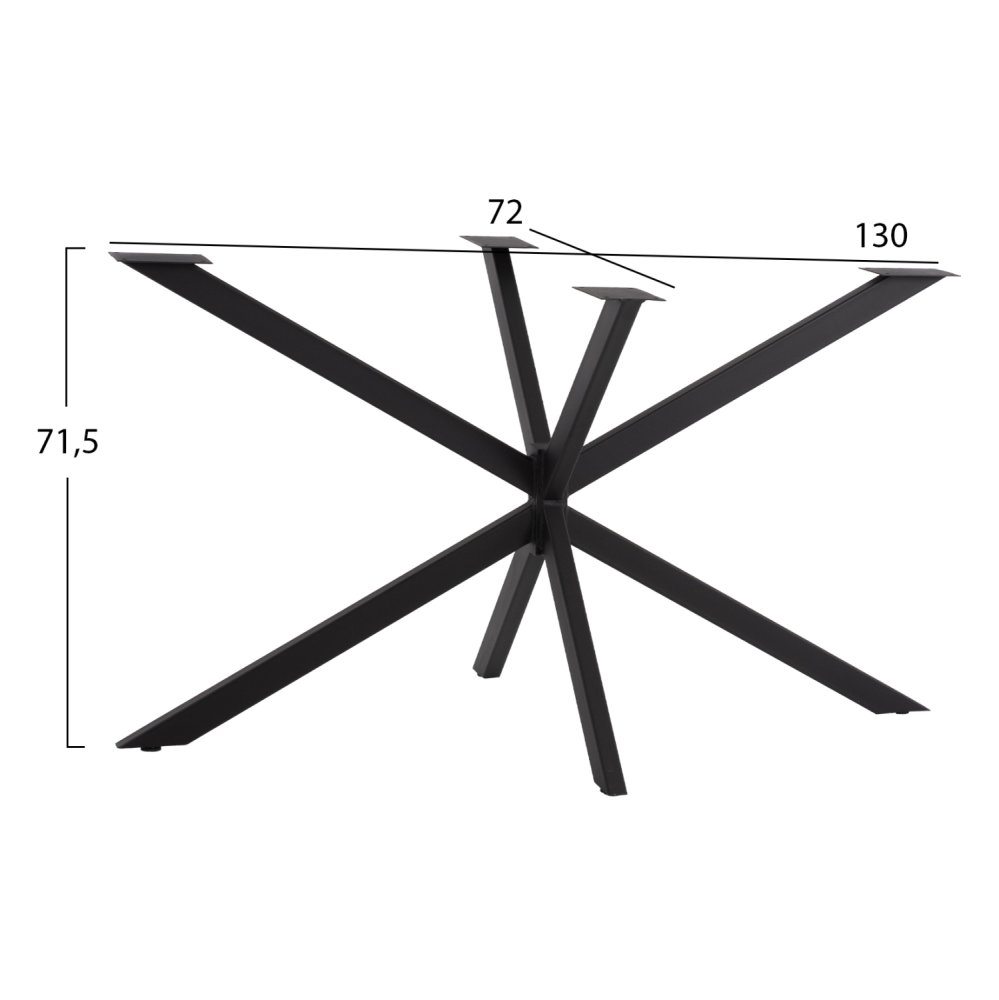 SCHWARZ METALL DOPPELKREUZ-TISCHUNTERGESTELL 130 x 72 x 71,5 cm