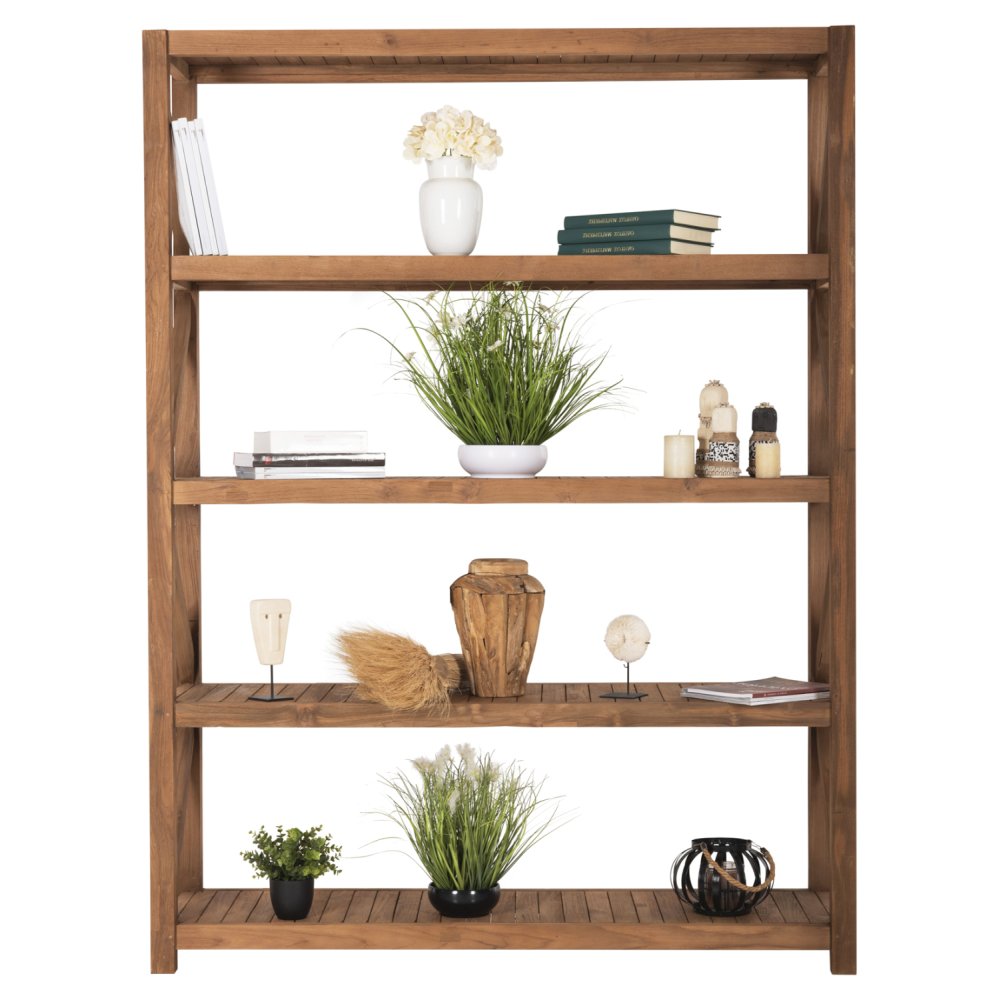 BÜCHERREGAL RECYCELTES TEAK IN NATURAL 150x45x200Hcm