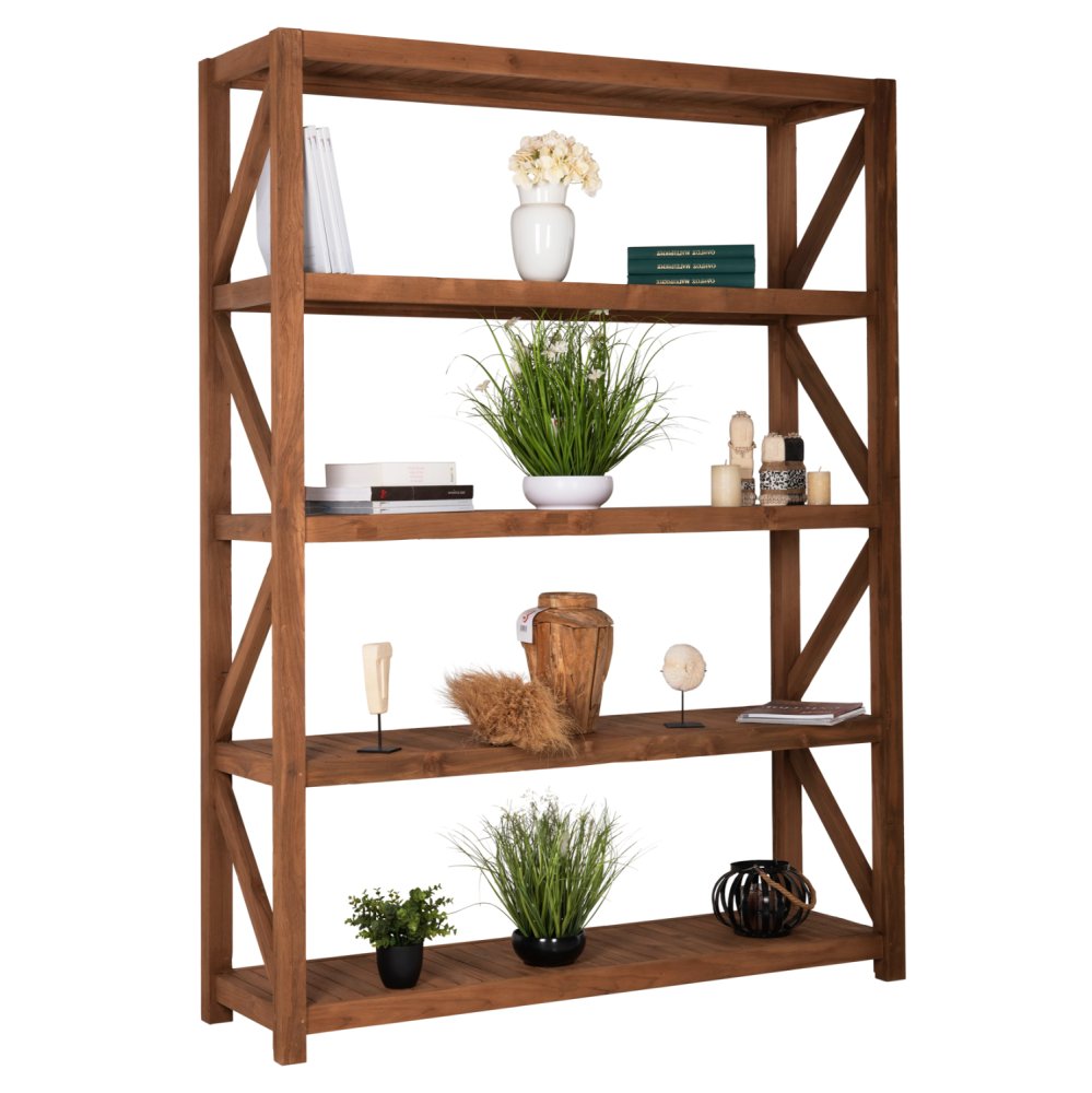 BÜCHERREGAL RECYCELTES TEAK IN NATURAL 150x45x200Hcm