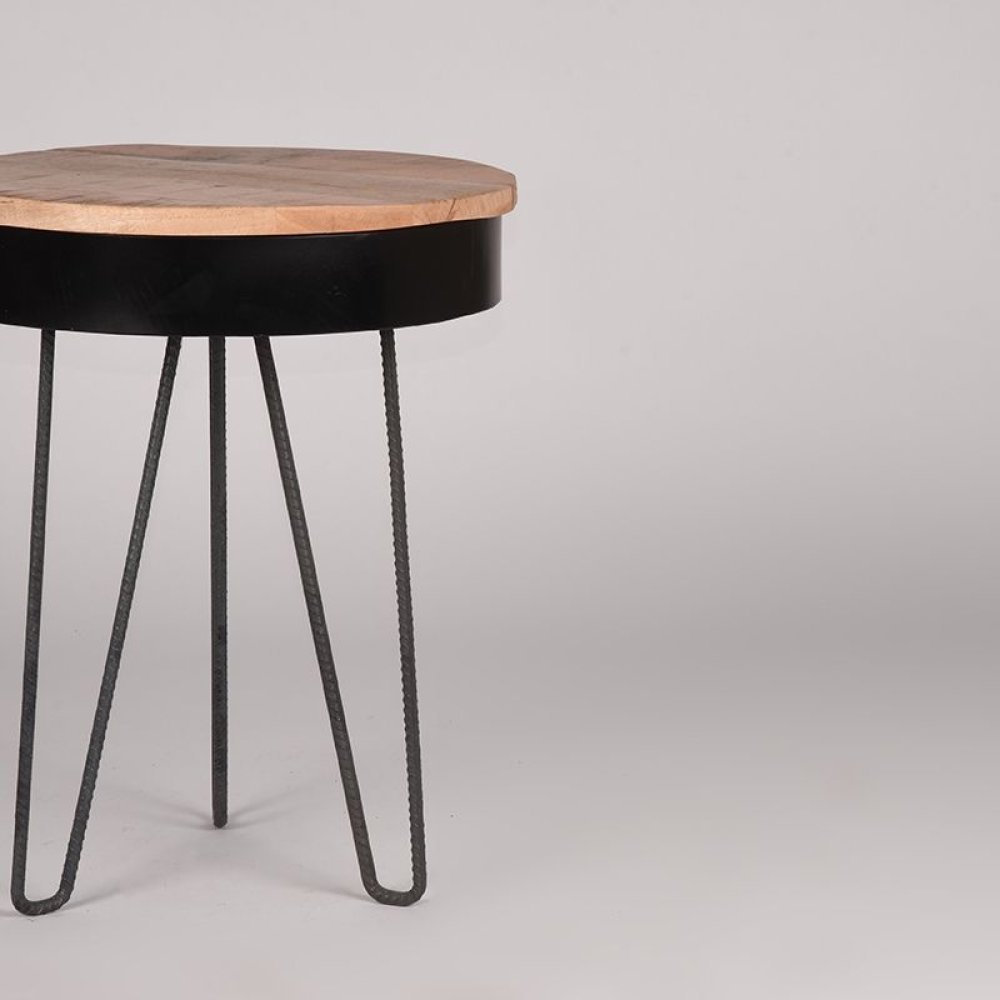 Beistelltisch SARIA aus natur Mangoholz 44x44x53 cm | Baumstamm Möbel