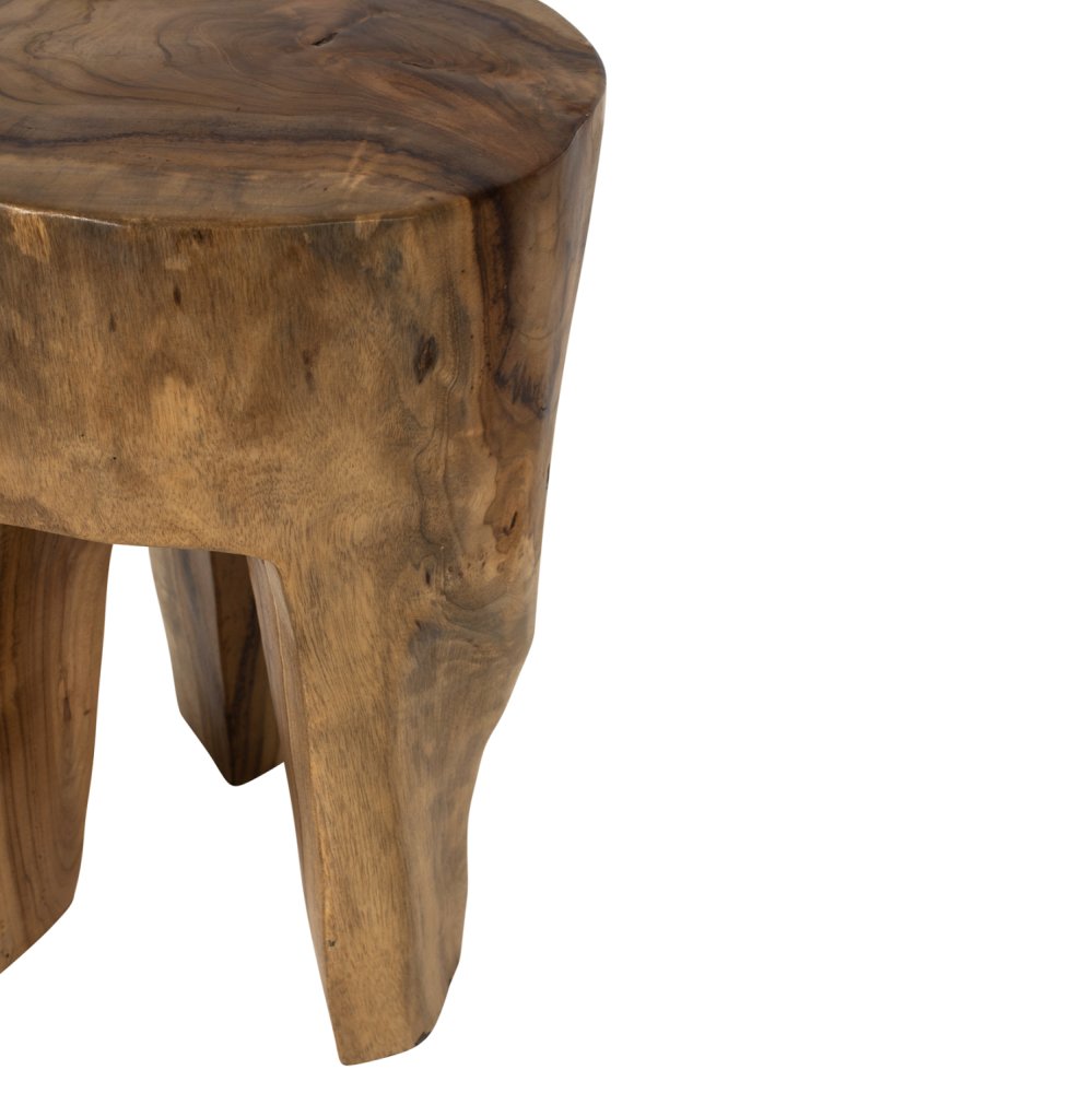 3-BEIN-HOCKER MASSIVES TEAK NATURFARBE Φ30x40Hcm