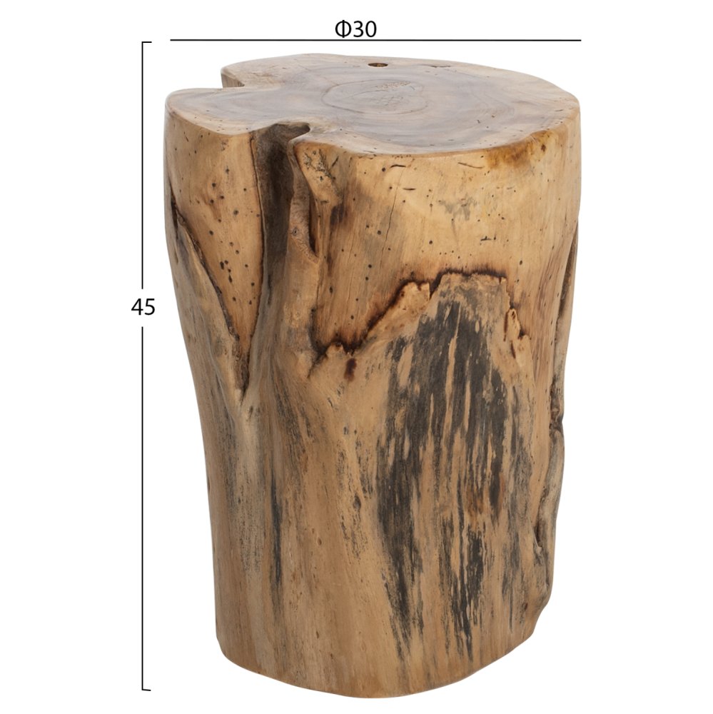 STUMP BEISTELLTISCH STAMM AUS MASSIVEM TEAK NATURAL Φ30-35X45