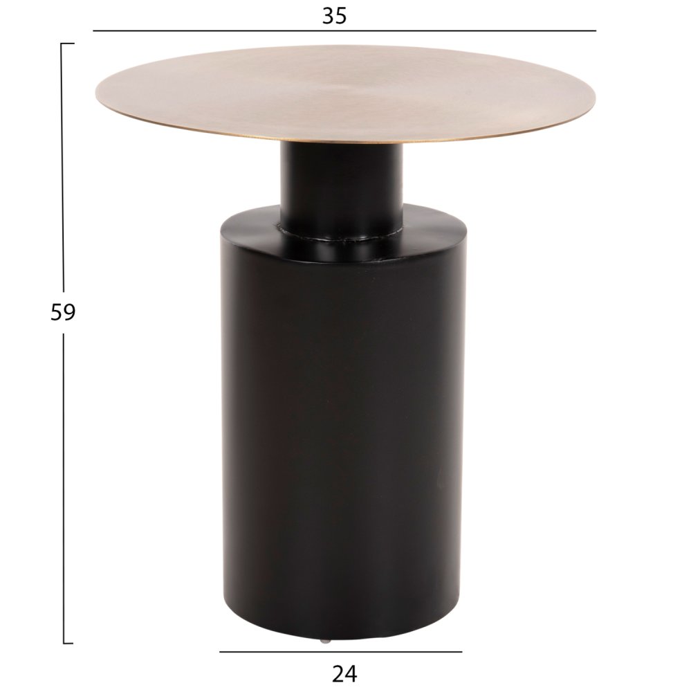 CUTTY BEISTELLTISCH METALLIC SCHWARZ-DUNKELKUPFER Φ51X55,5cm