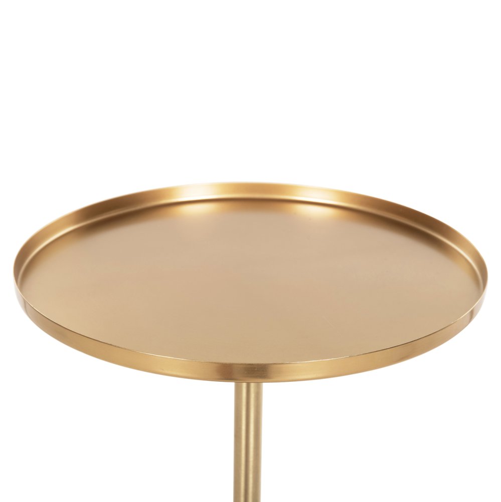 BEISTELLTISCH, RUND, KAPPUR, MANGOHOLZ IN NUSSBAUMFARBE, METALL IN GOLD, Φ38x62Hcm