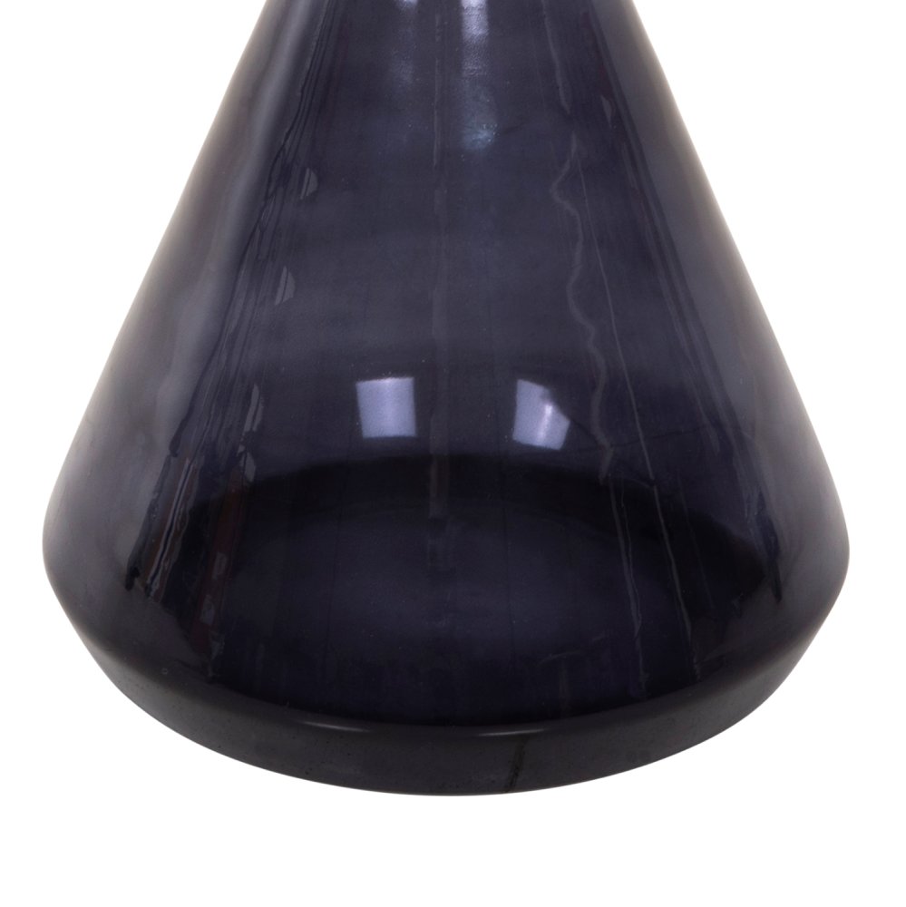 BEISTELLTISCH DEMMY, SCHWARZE GLASPLATTE UND LILA GLASBASIS, GOLDENER „HALS“ Φ41x48Hcm