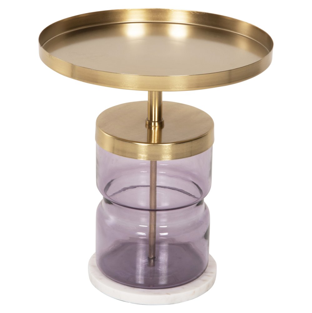 HAILEY BEISTELLTISCH LILA GLAS-GOLDMETALL Φ39,5x45Hcm