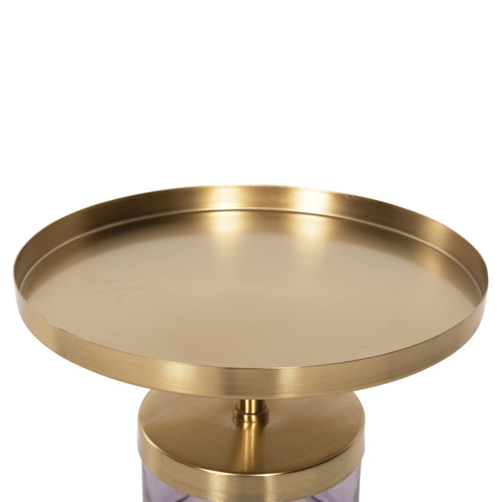 HAILEY BEISTELLTISCH LILA GLAS-GOLDMETALL Φ39,5x45Hcm