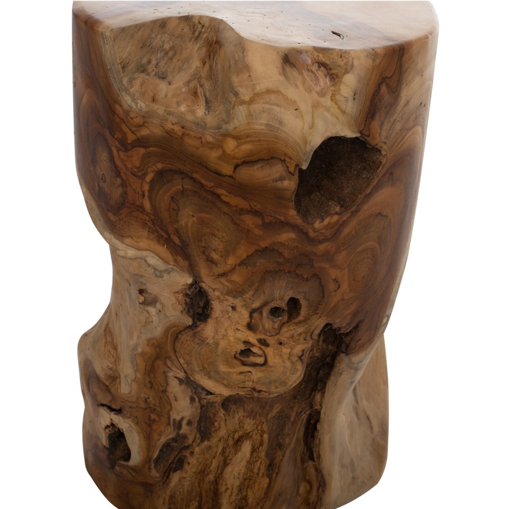RUNDER BEISTELLTISCH AUS MASSIVEM NATÜRLICHEM TEAKHOLZ Φ30X45Hcm