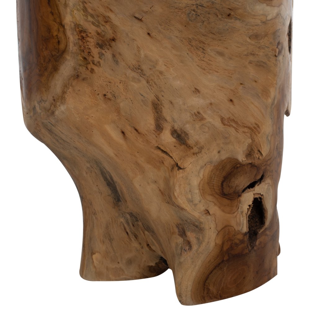 RUNDER BEISTELLTISCH AUS MASSIVEM NATÜRLICHEM TEAKHOLZ Φ30X45Hcm