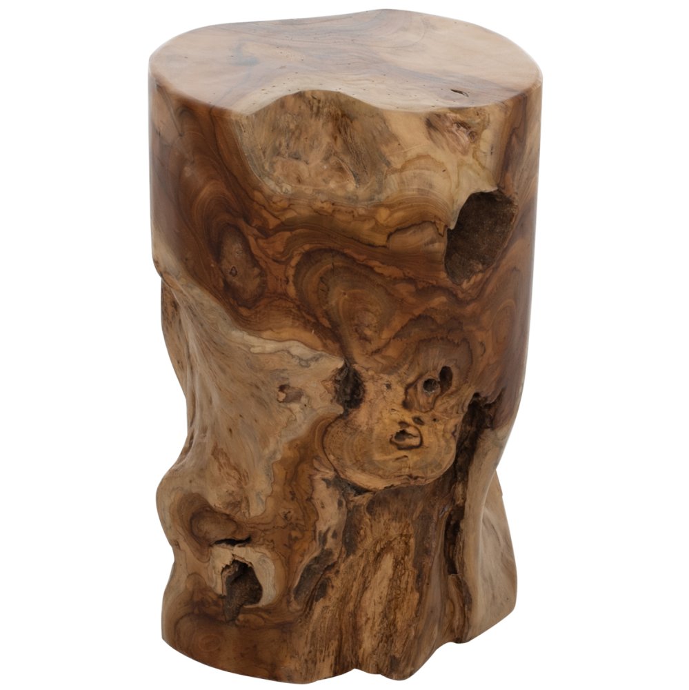 RUNDER BEISTELLTISCH AUS MASSIVEM NATÜRLICHEM TEAKHOLZ Φ30X45Hcm
