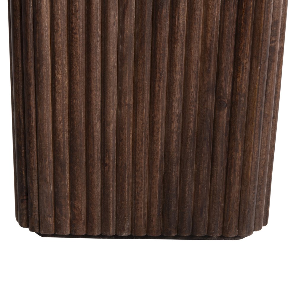 BEISTELLTISCH QUADRATISCH GLADYS MASSIVES MANGOHOLZ-WEISSER TRAVERTIN 40x40x60Hcm
