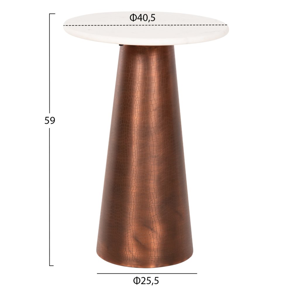 BEISTELLTISCH FODEN WEISSER MARMOR UND METALL Φ40,5x59H