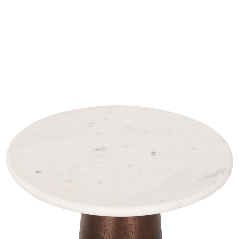BEISTELLTISCH FODEN WEISSER MARMOR UND METALL Φ40,5x59H