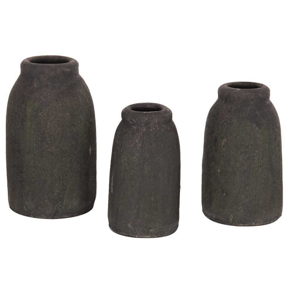 DECOR VASES 3PCS TERRACOTTA FOSSIL GREY