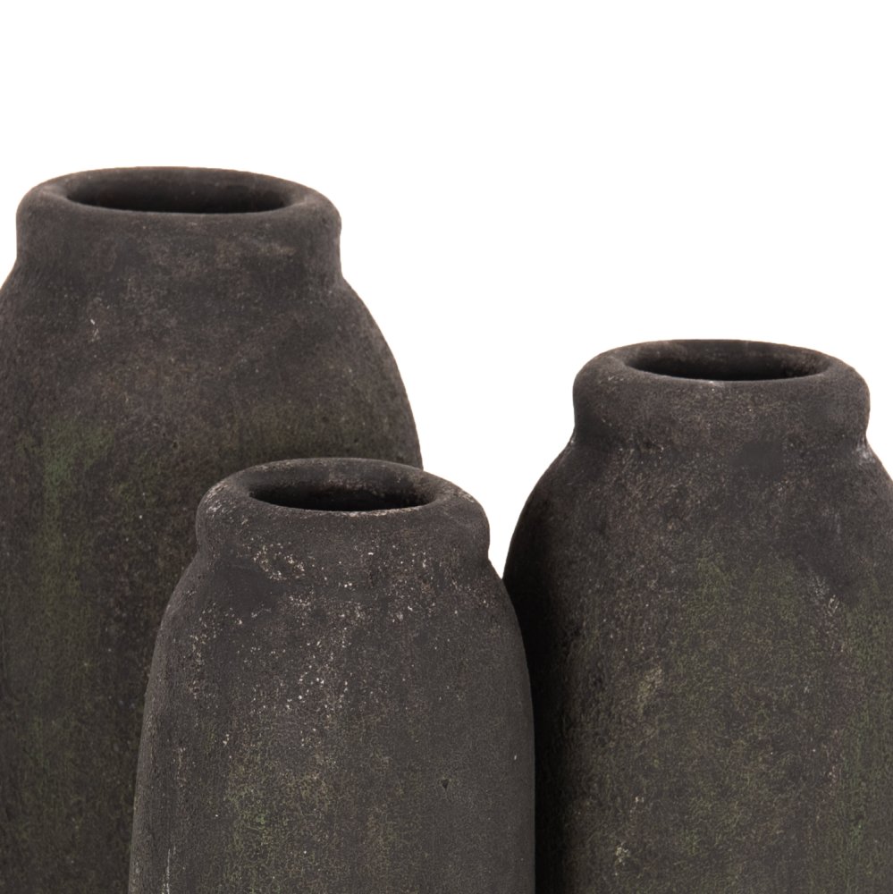 DECOR VASES 3PCS TERRACOTTA FOSSIL GREY