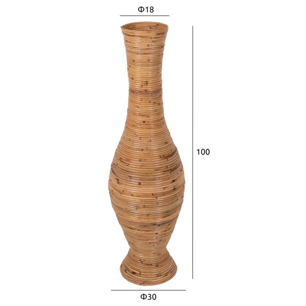 DECORATIVE FLOOR VASE RATTAN IN NATURAL COLOR Φ30x100Hcm