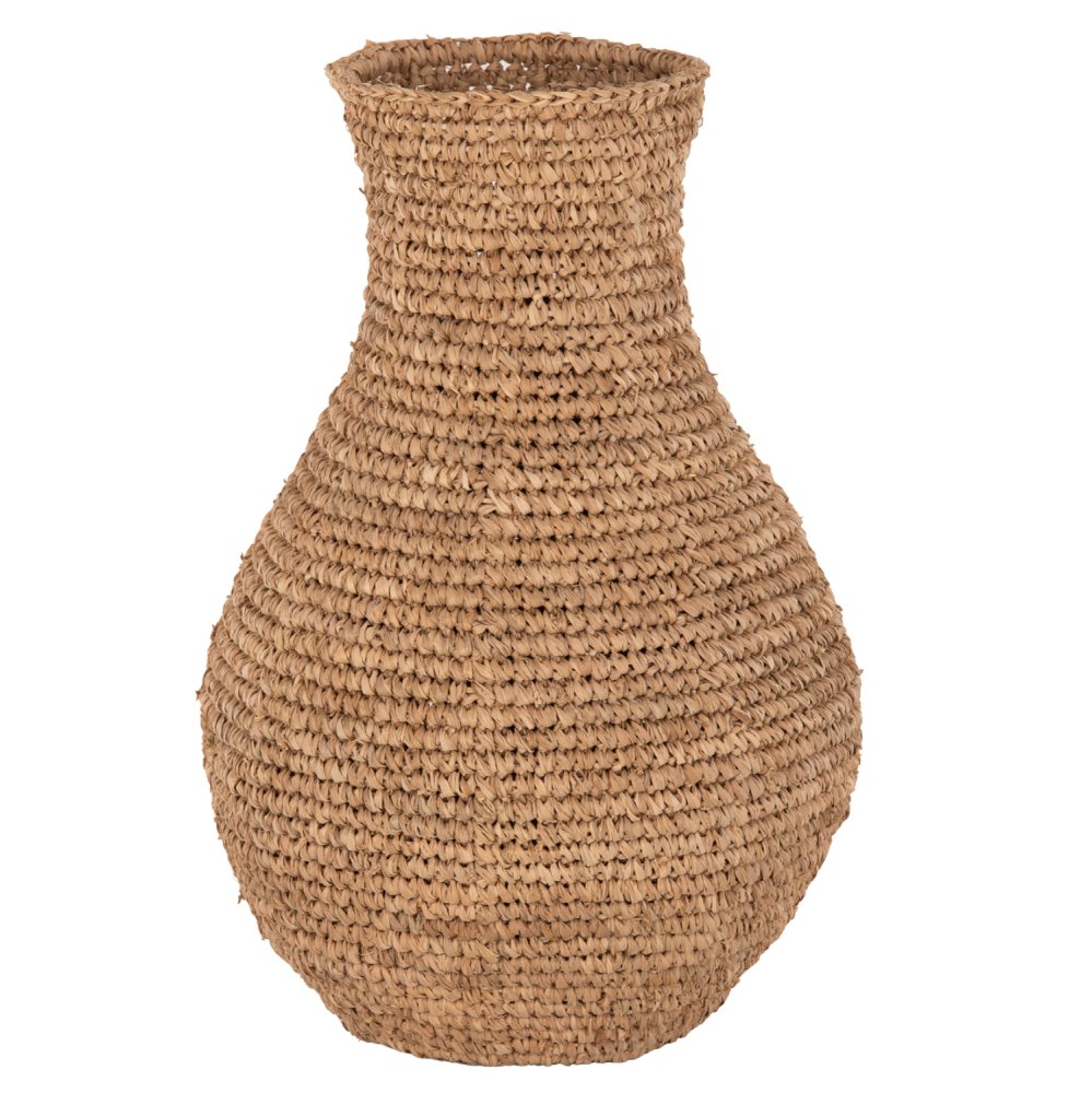DECORATIVE FLOOR VASE PALM FIBER MAT IN NATURAL COLOR Φ34x50Hcm