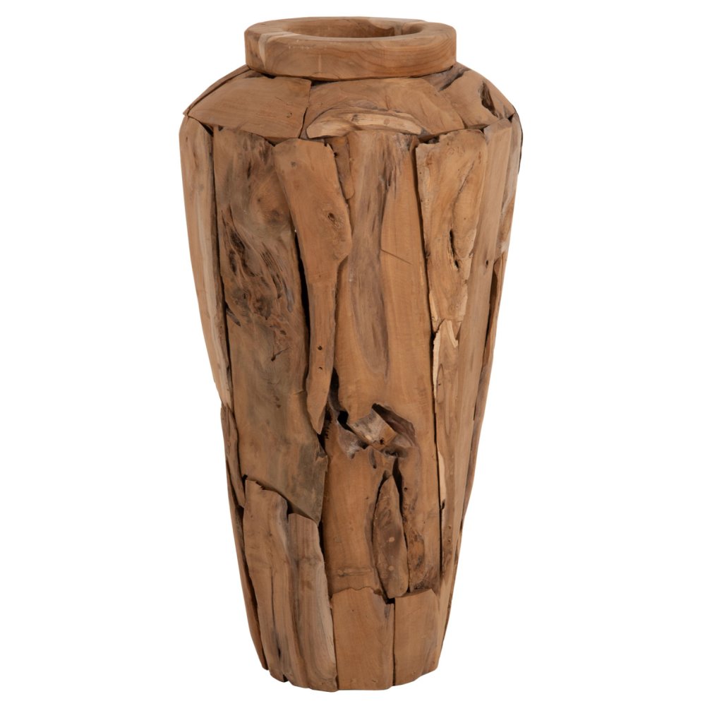DEKORATIVE BODENVASE ZENIA RECYCELTE TEAKHOLZSTÜCKE IN NATÜRLICHER FARBE Φ40x80Hcm