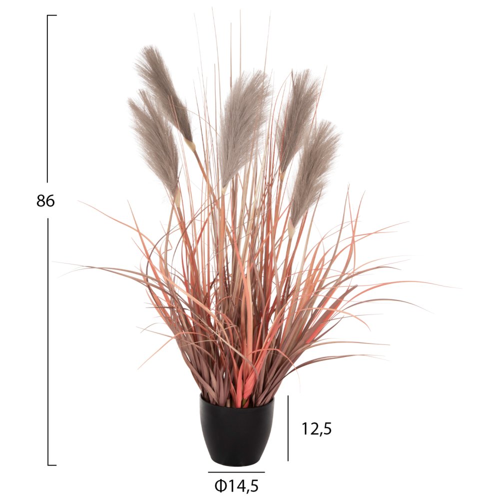 DECORATIVE SYNTHETIC PLANT IN POT GRASS + FEATHERS Φ14,5x12,5-86Hcm