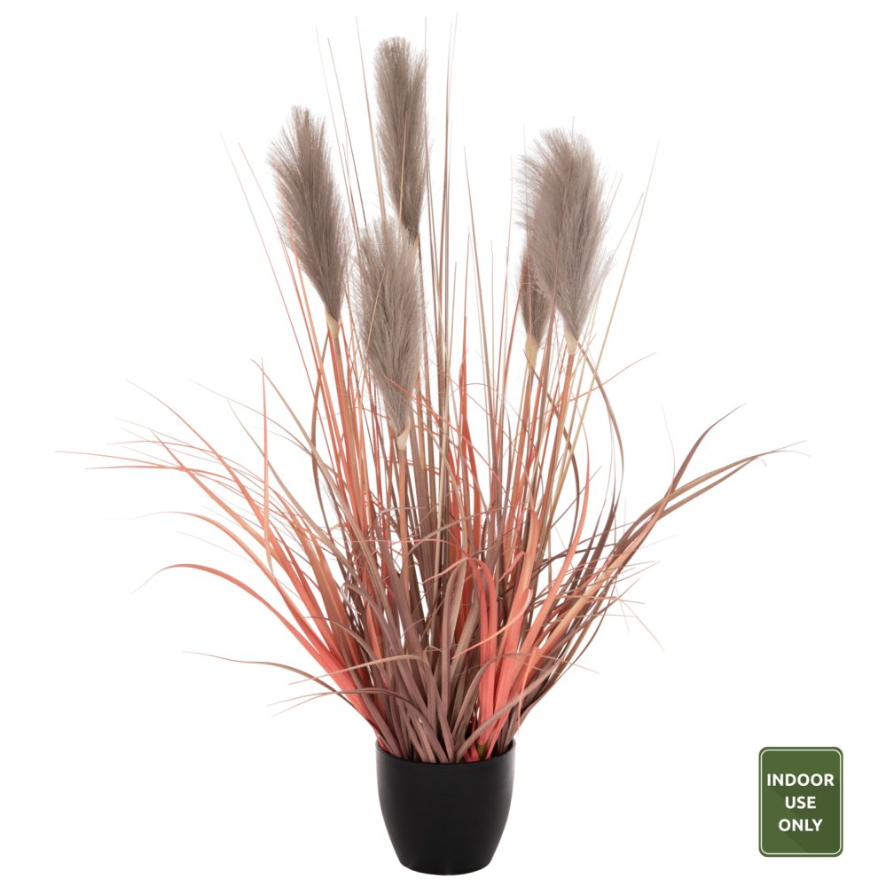 DECORATIVE SYNTHETIC PLANT IN POT GRASS + FEATHERS Φ14,5x12,5-86Hcm