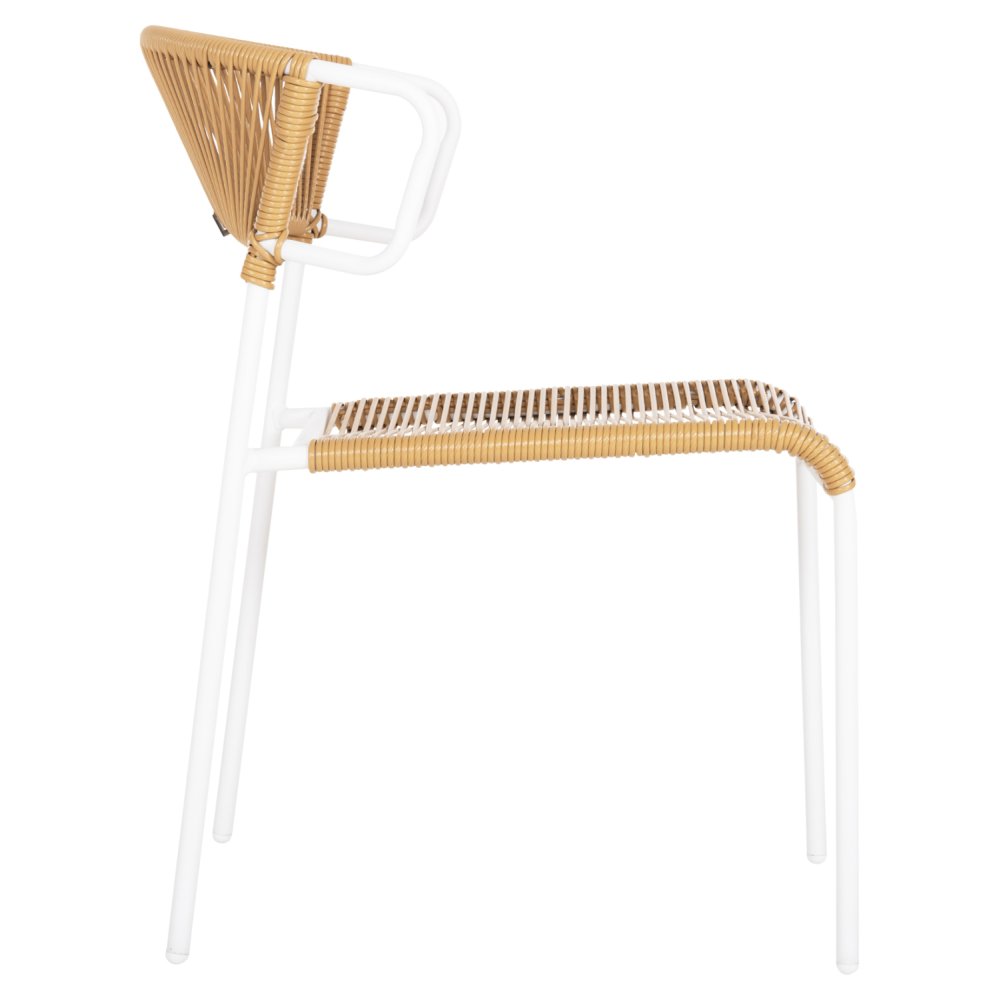 STUHL METALL IN WEISS UND SYNTHETISCHES RATTAN IN NATÜRLICHER FARBE 54x62x80Hcm