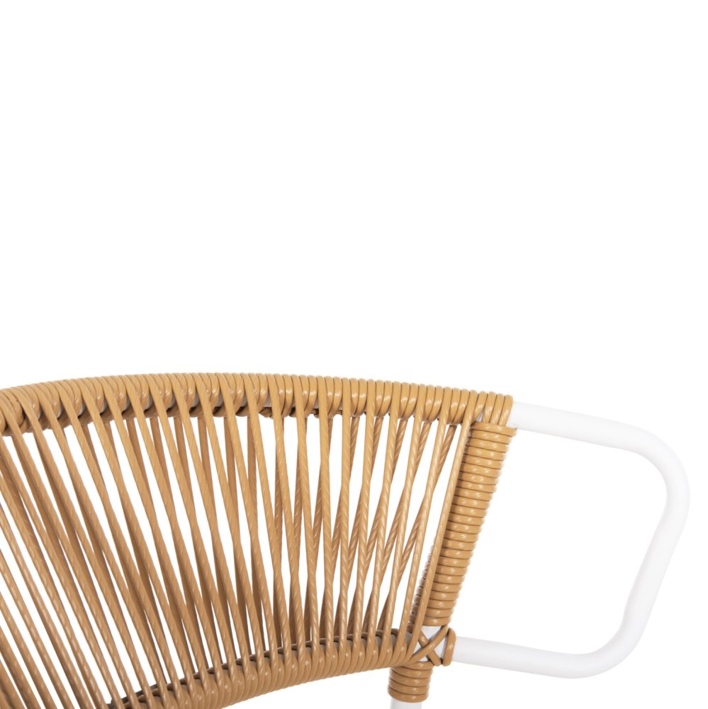 STUHL METALL IN WEISS UND SYNTHETISCHES RATTAN IN NATÜRLICHER FARBE 54x62x80Hcm