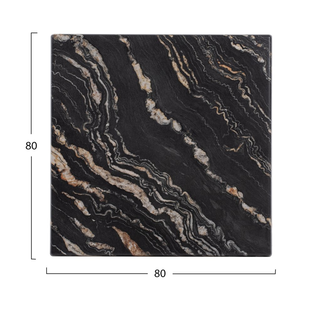 TABLETOP SQUARE 5787 WERZALIT 80X80cm BLACK GOLD MARBLE