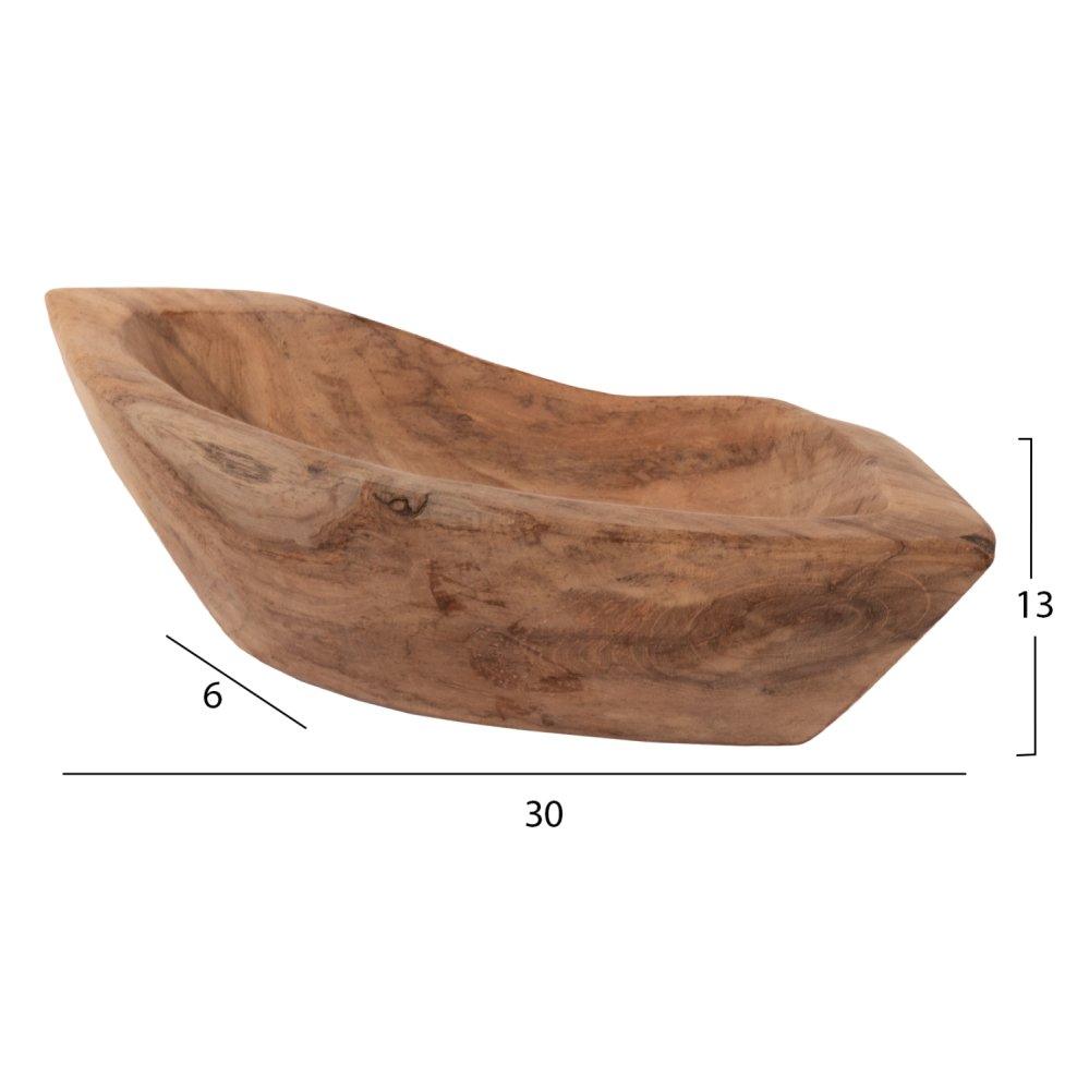 TISCHDEKO-SCHALE AUS TEAKHOLZ 30x6x13Hcm