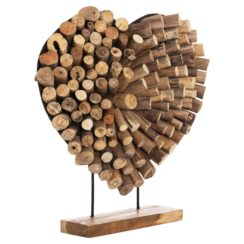 TABLE DECORATION SHINZO HEART SHAPE TEAK BRANCH WOOD IN NATURAL COLOR 57x5x56Hcm