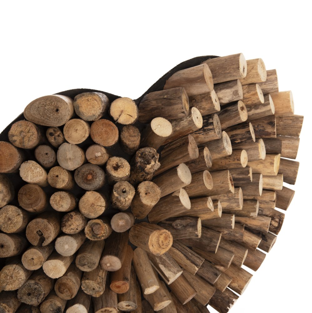 TABLE DECORATION SHINZO HEART SHAPE TEAK BRANCH WOOD IN NATURAL COLOR 57x5x56Hcm