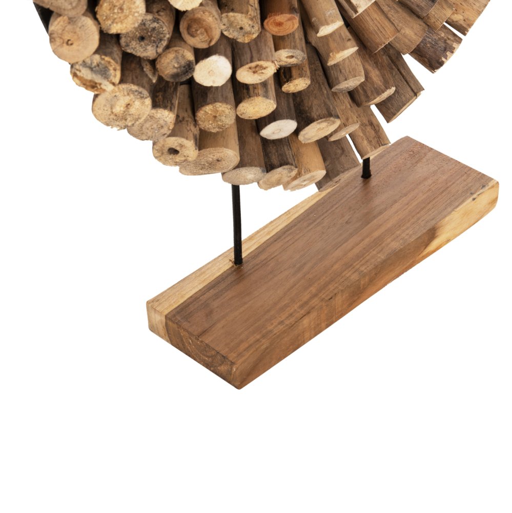 TABLE DECORATION SHINZO HEART SHAPE TEAK BRANCH WOOD IN NATURAL COLOR 57x5x56Hcm