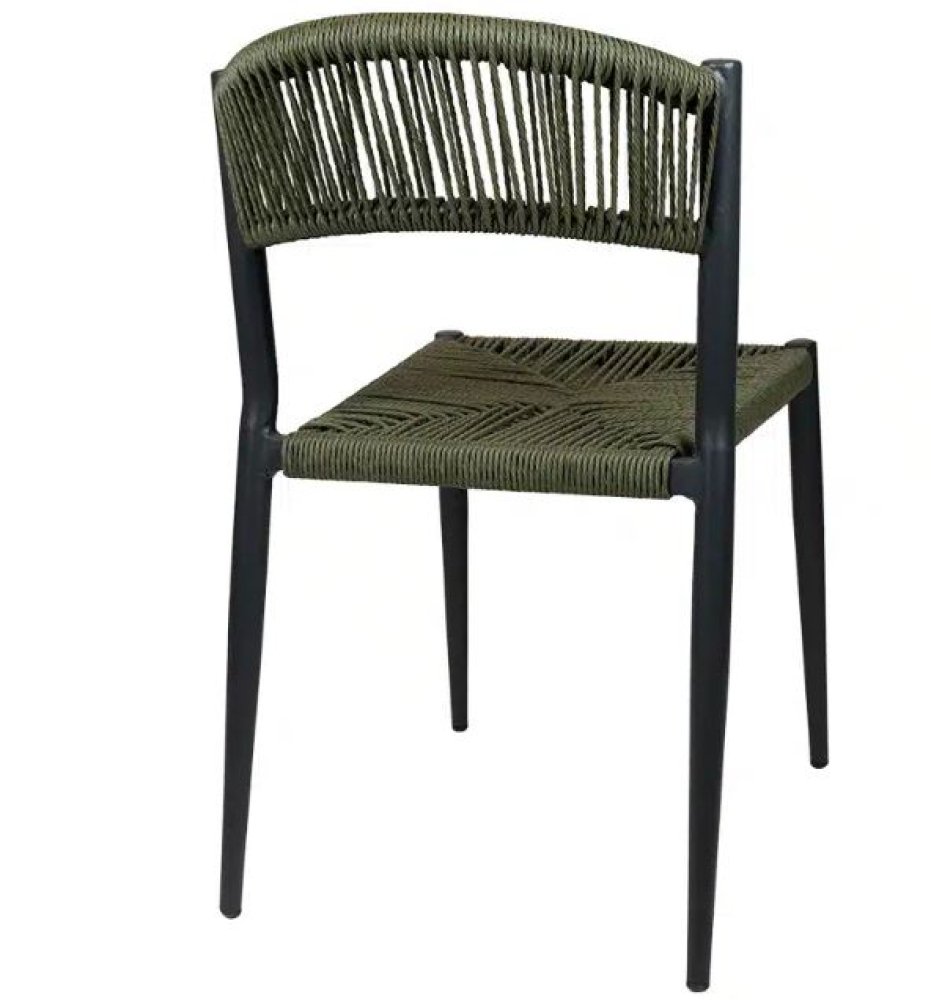 "Jonah" chair in anthracite/olive green made of wicker look aluminium