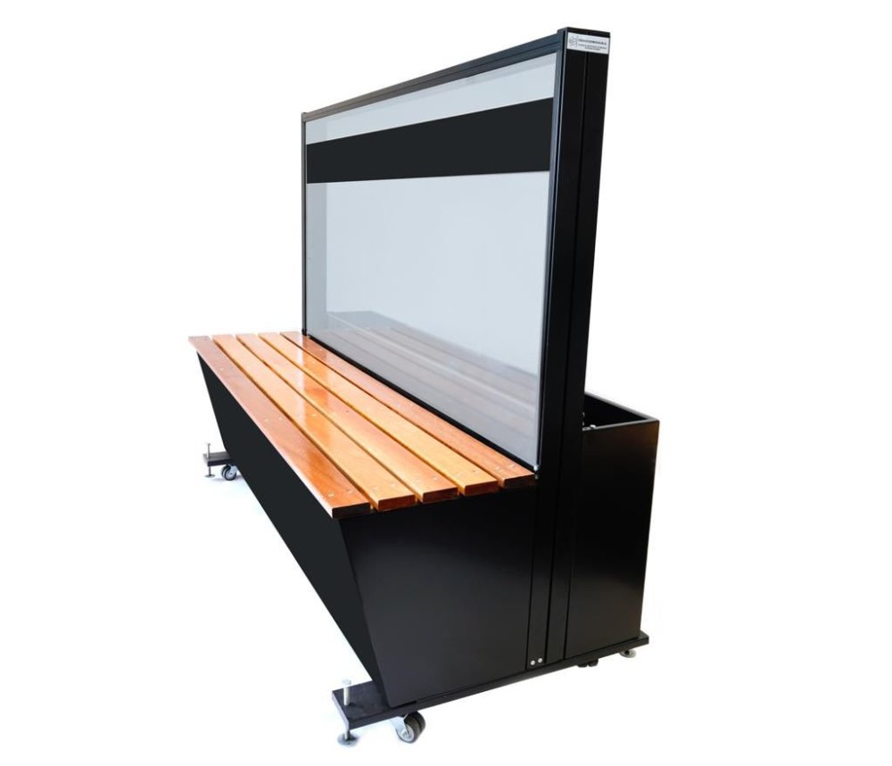 Windschutz mit Fensterbox höhenverstellbar und Sitzbank