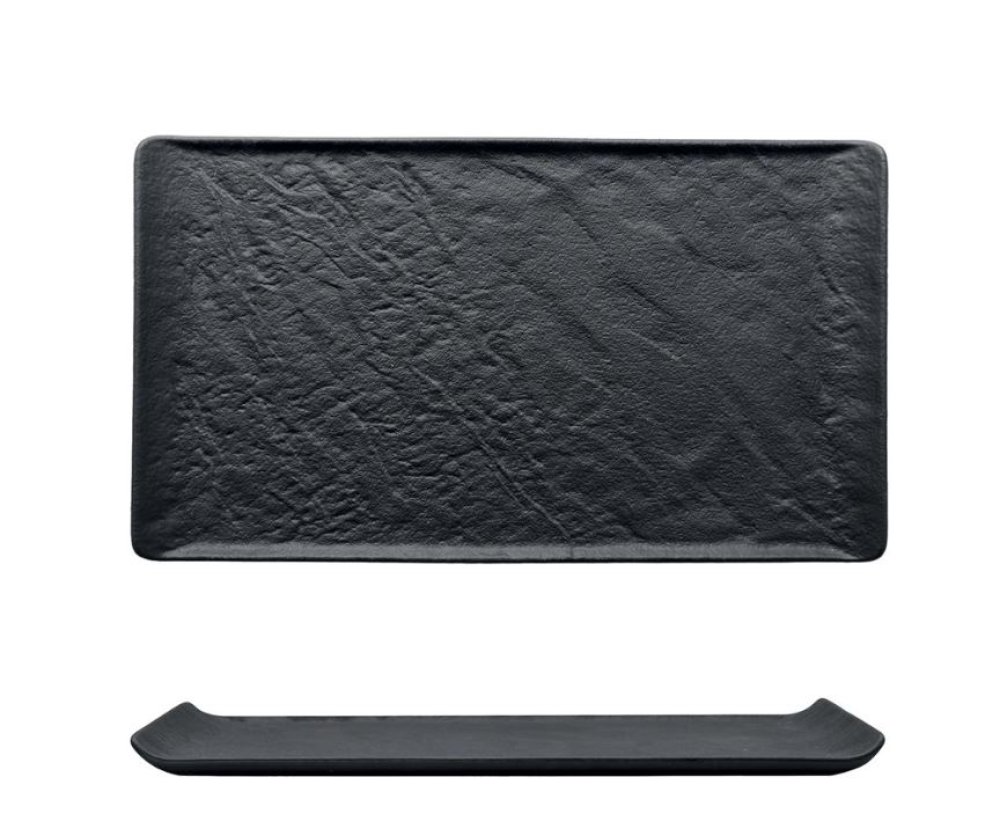 Porzellanteller 34x20,5cm, schwarz, PIETRA EFFETO, M1934, 3 SET