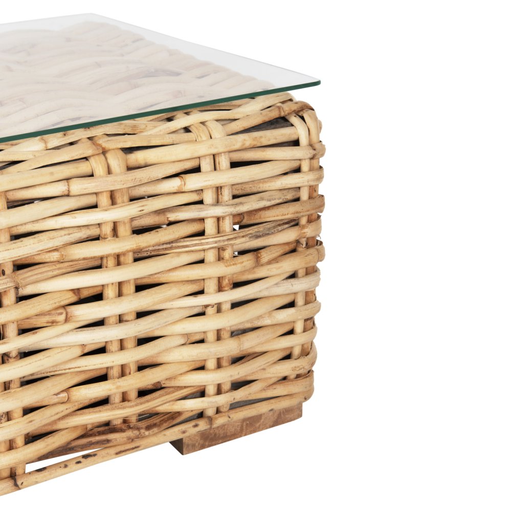OUTDOOR-COUCHTISCH MANGOHOLZ-SICHERHEITSGLAS 110x60x40Hcm