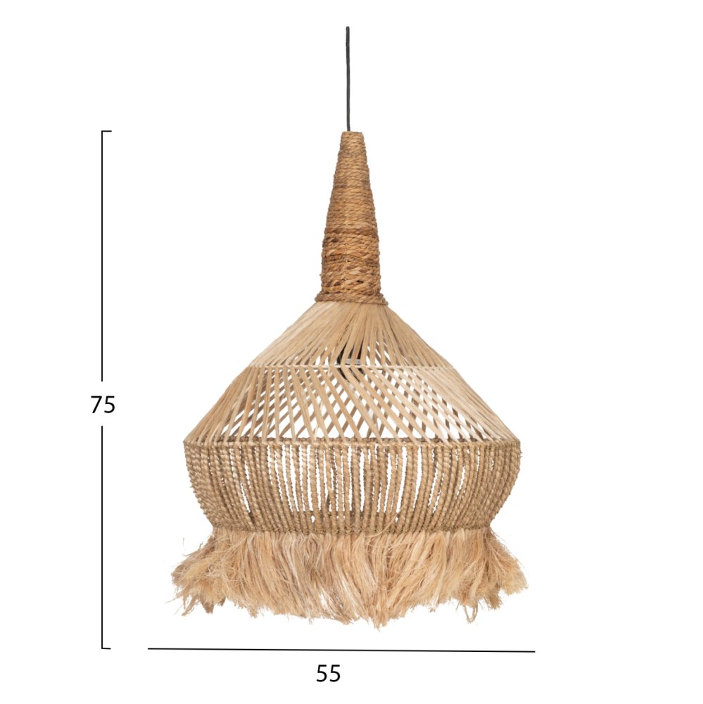 DECKENANHÄNGER AUS ABACA- UND BANANENFASERN, NATÜRLICHE FARBE 55x55x75Hcm