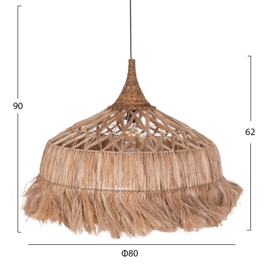 HÄNGELAMPE AUS MANILA-HANNFASERN IN NATÜRLICH Φ80x62-90Ycm