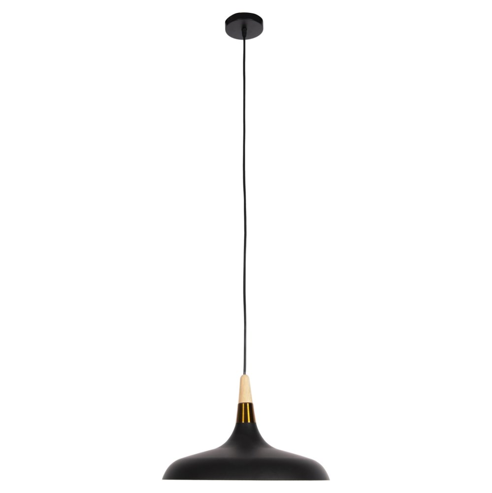 DECKENHÄNGELEUCHTE SCHWARZES METALL-HOLZDETAIL AUF DER OBERSEITE 35x35x112H cm