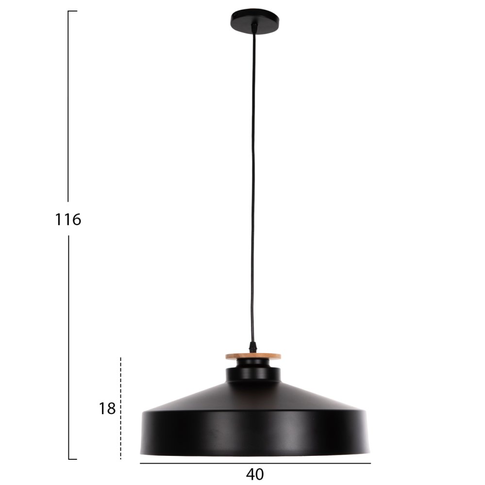 HÄNGELEUCHTE DECKENLEUCHTE SCHWARZ-METALL HUT Φ40x116H