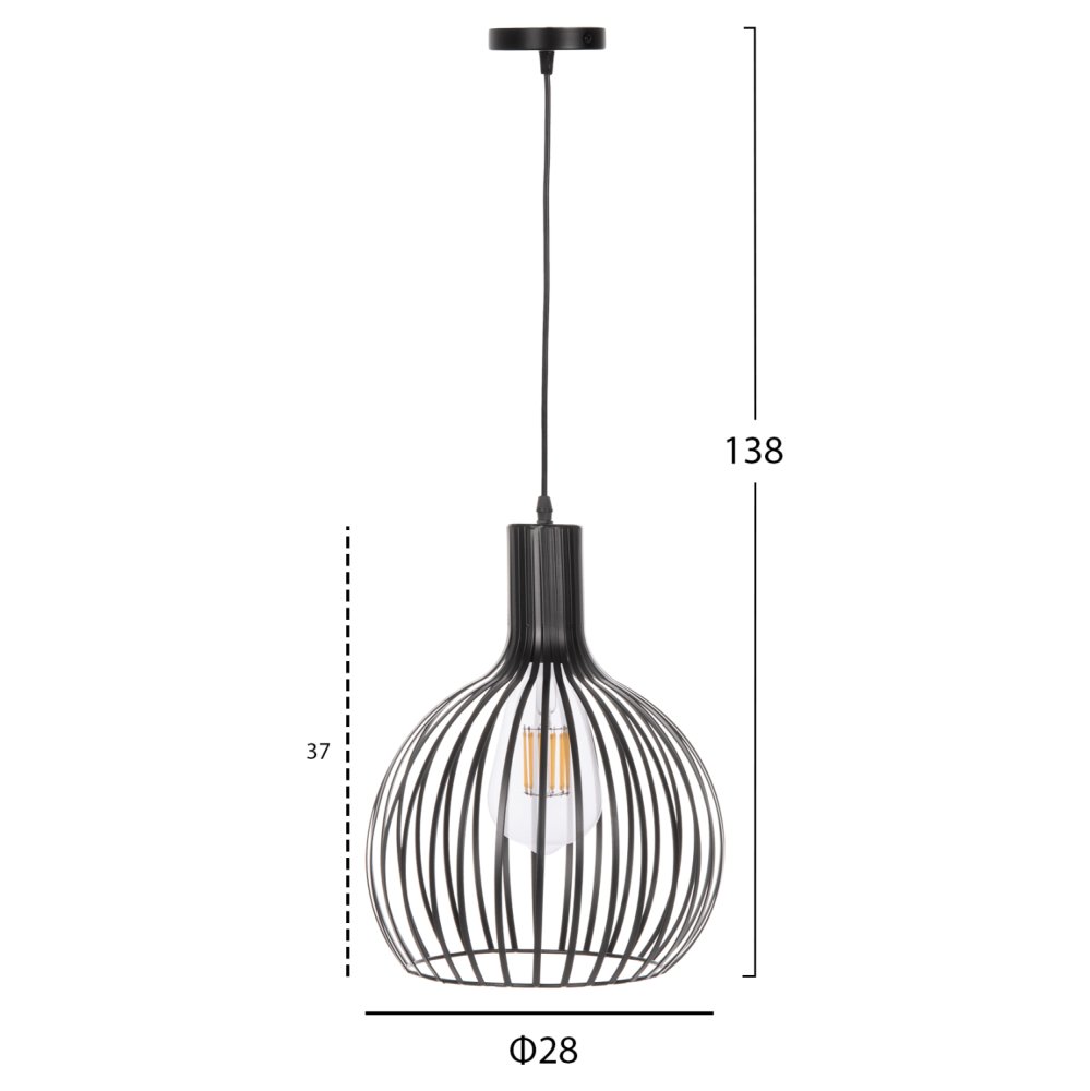 PENDELLEUCHTE DECKENLEUCHTE IN SCHWARZEM METALLHUT Φ28x138 cm