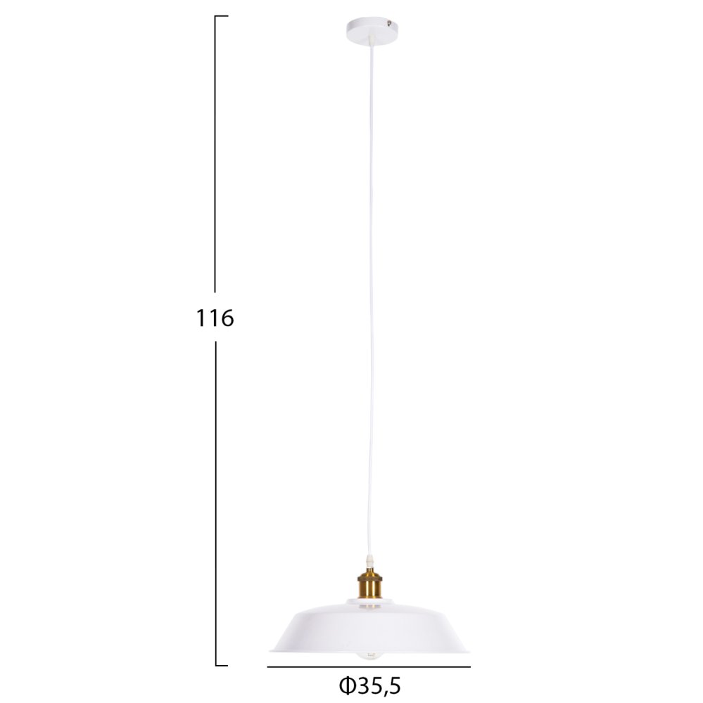 DECKENHÄNGELEUCHTE WEISSES METALL-GOLDENDETAIL AUF DER OBERSEITE Φ35,5x116Hcm