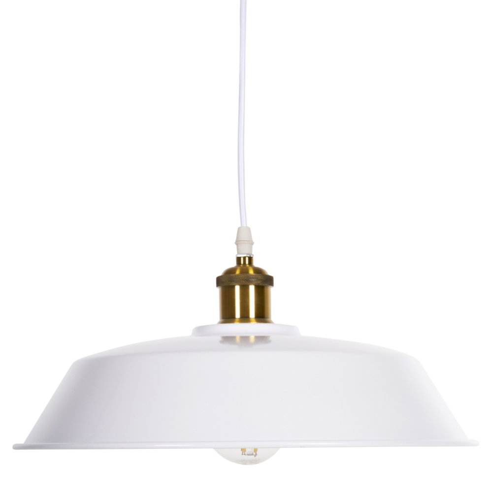 DECKENHÄNGELEUCHTE WEISSES METALL-GOLDENDETAIL AUF DER OBERSEITE Φ35,5x116Hcm
